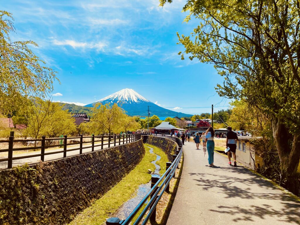 いやしの里根場からの富士山の風景